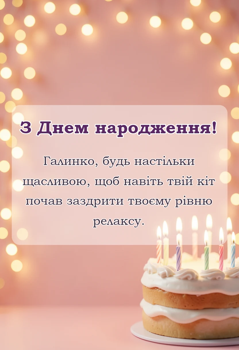 листівка з побажанням - привітання з днем народження галині