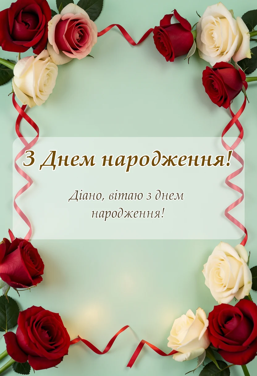 унікальна листівка - привітання з днем народження діані