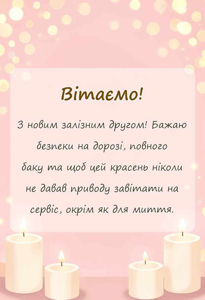 вітальна листівка - привітання з покупкою автомобіля