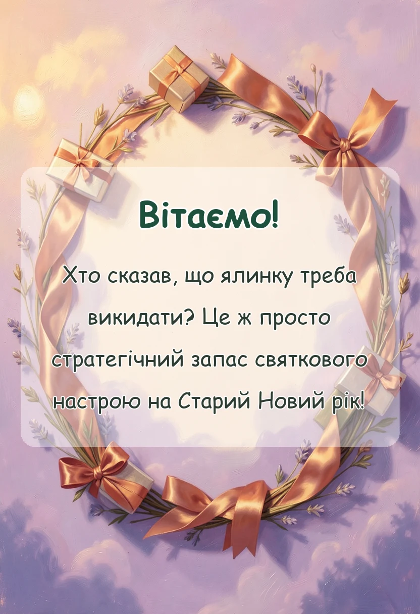 листівка з побажанням - привітання зі старим новим роком своїми словами