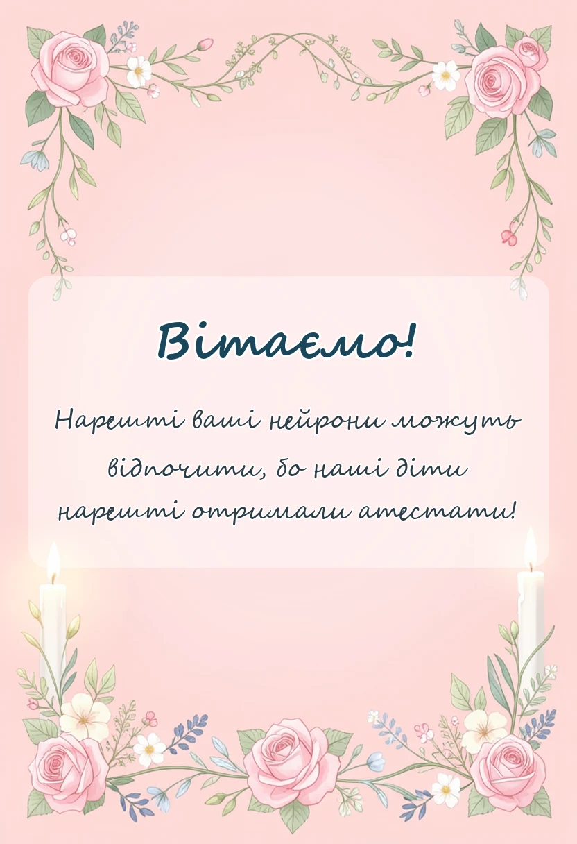 листівка з побажанням - подяка вчительці від батьків на випускний
