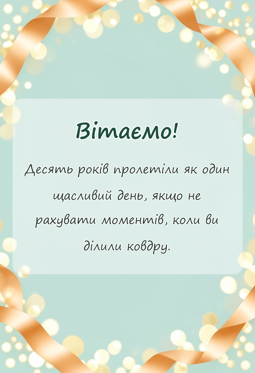 красива листівка: привітання з річницею весілля 10 років своїми словами