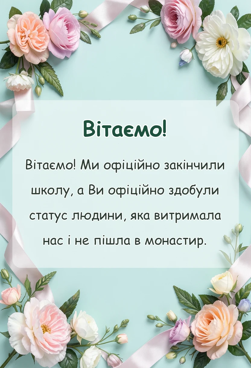 листівка з побажанням - слова подяки вчительці від випускників