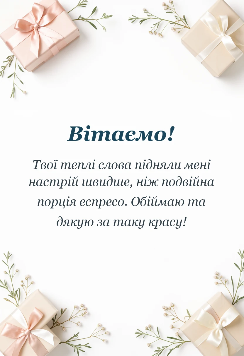вітальна листівка - щиро дякую за привітання картинки