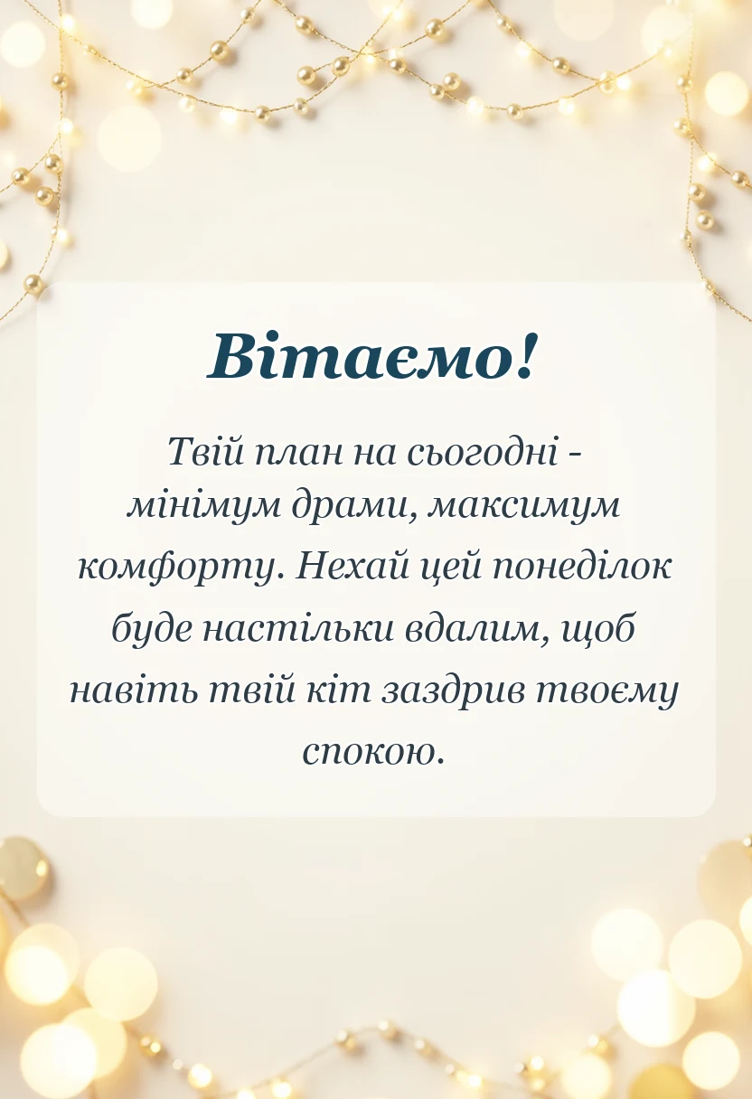 унікальна листівка - побажання мирного понеділка та вдалого тижня своїми словами