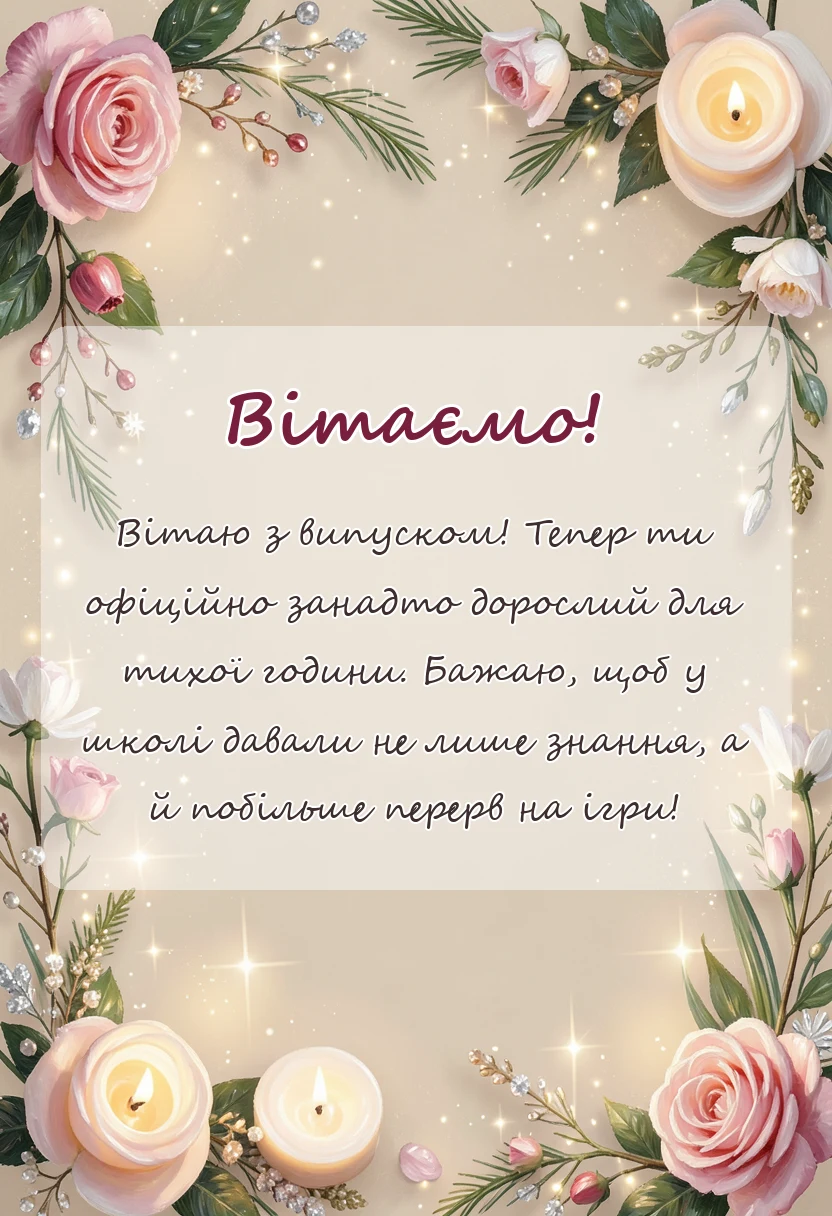 листівка з побажанням - привітання з випускним у садочку