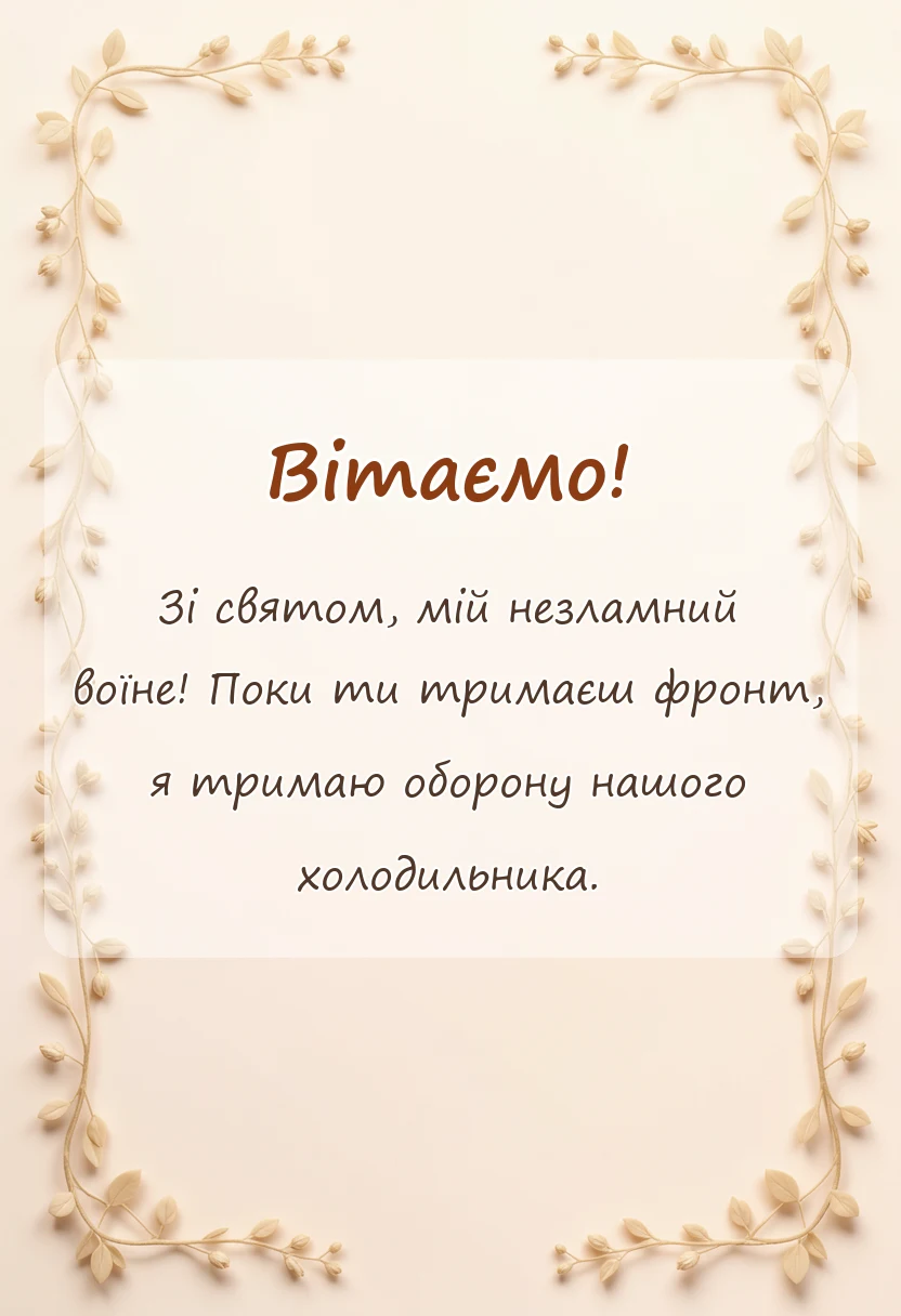 листівка з побажанням - привітання з днем захисника україни коханому