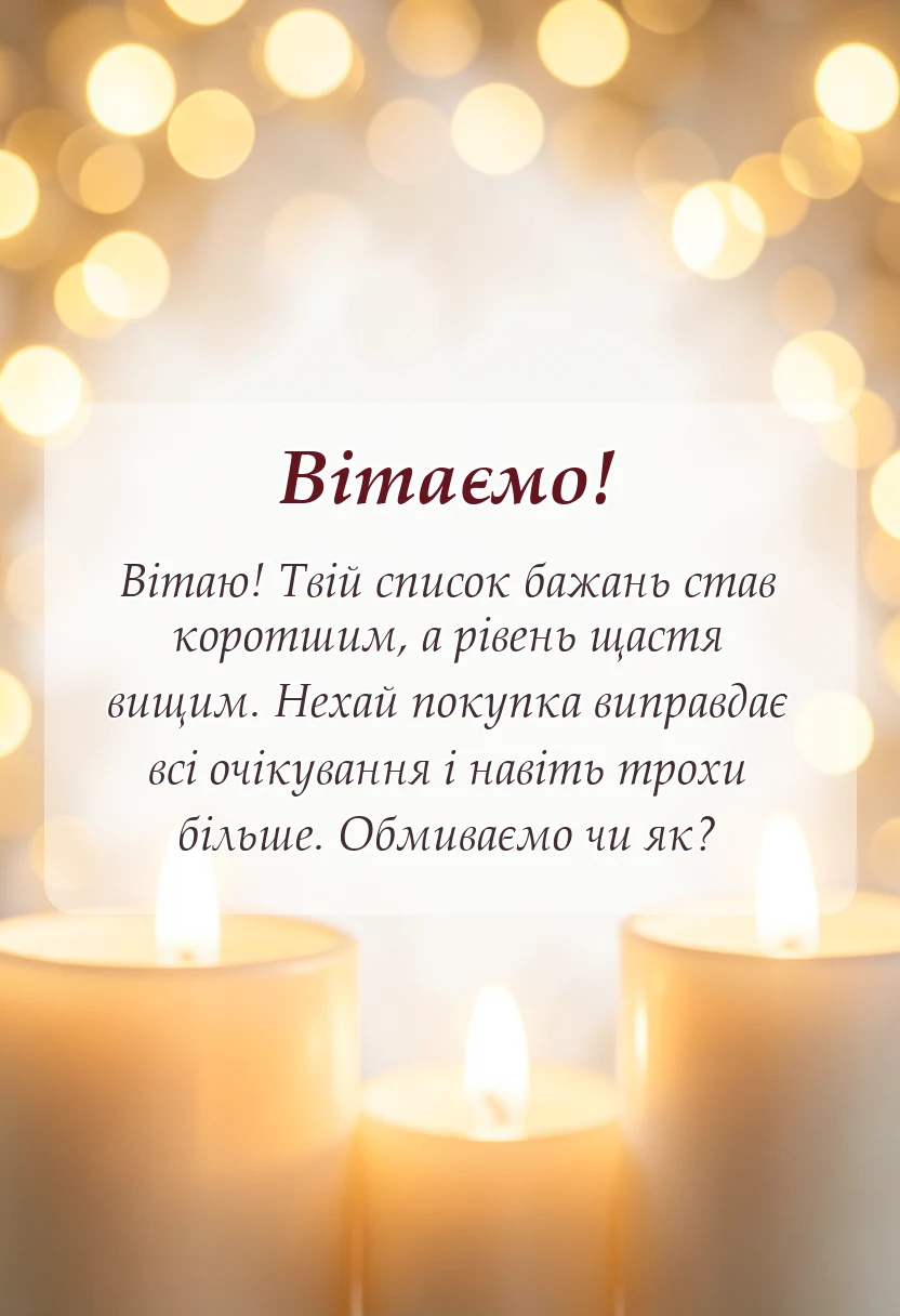 листівка з побажанням - вітаю з покупкою