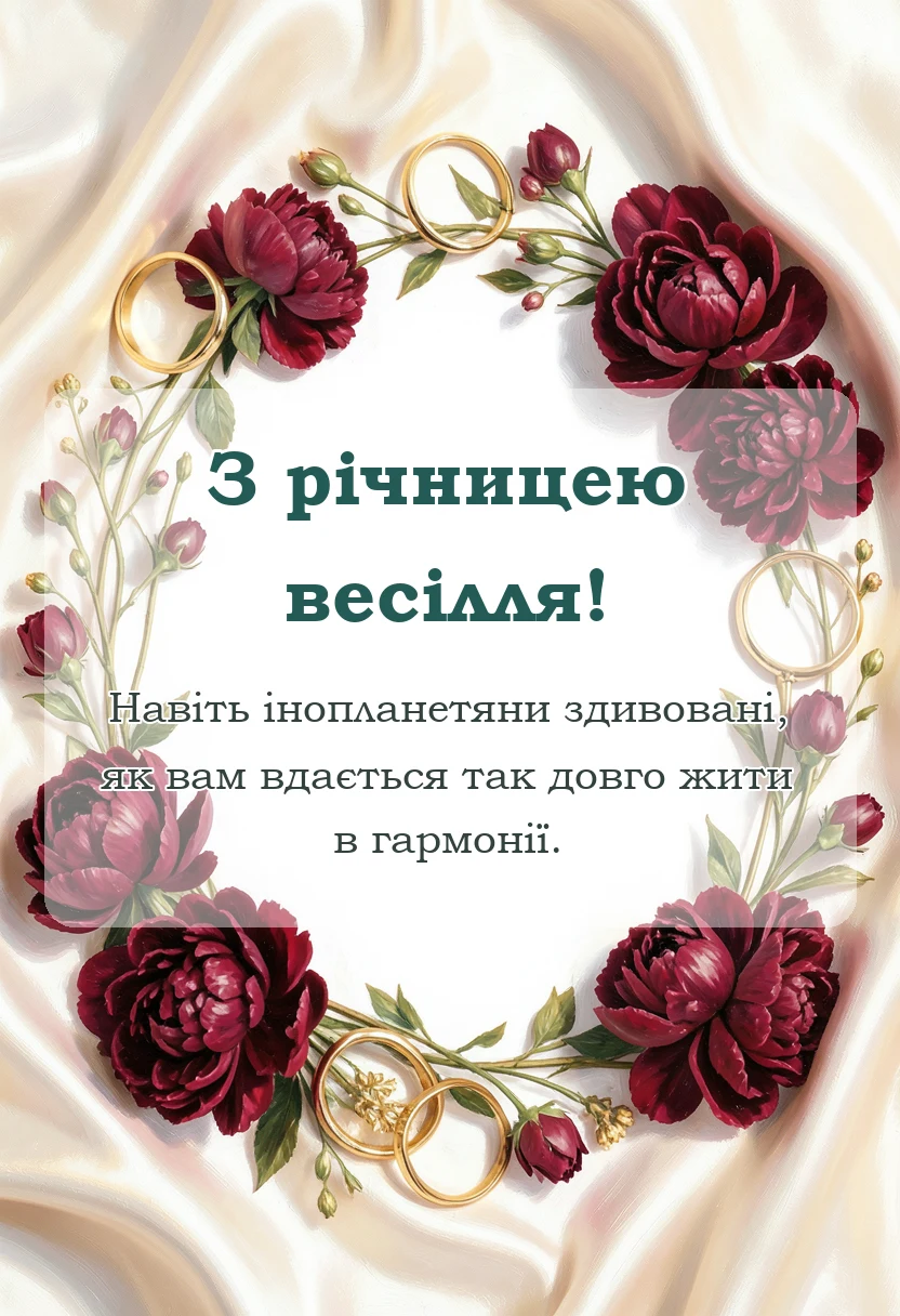 красива листівка: красиві привітання з річницею весілля