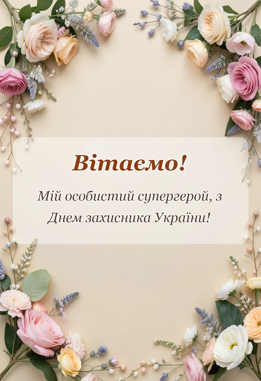 унікальна листівка - привітання з днем захисника україни коханому