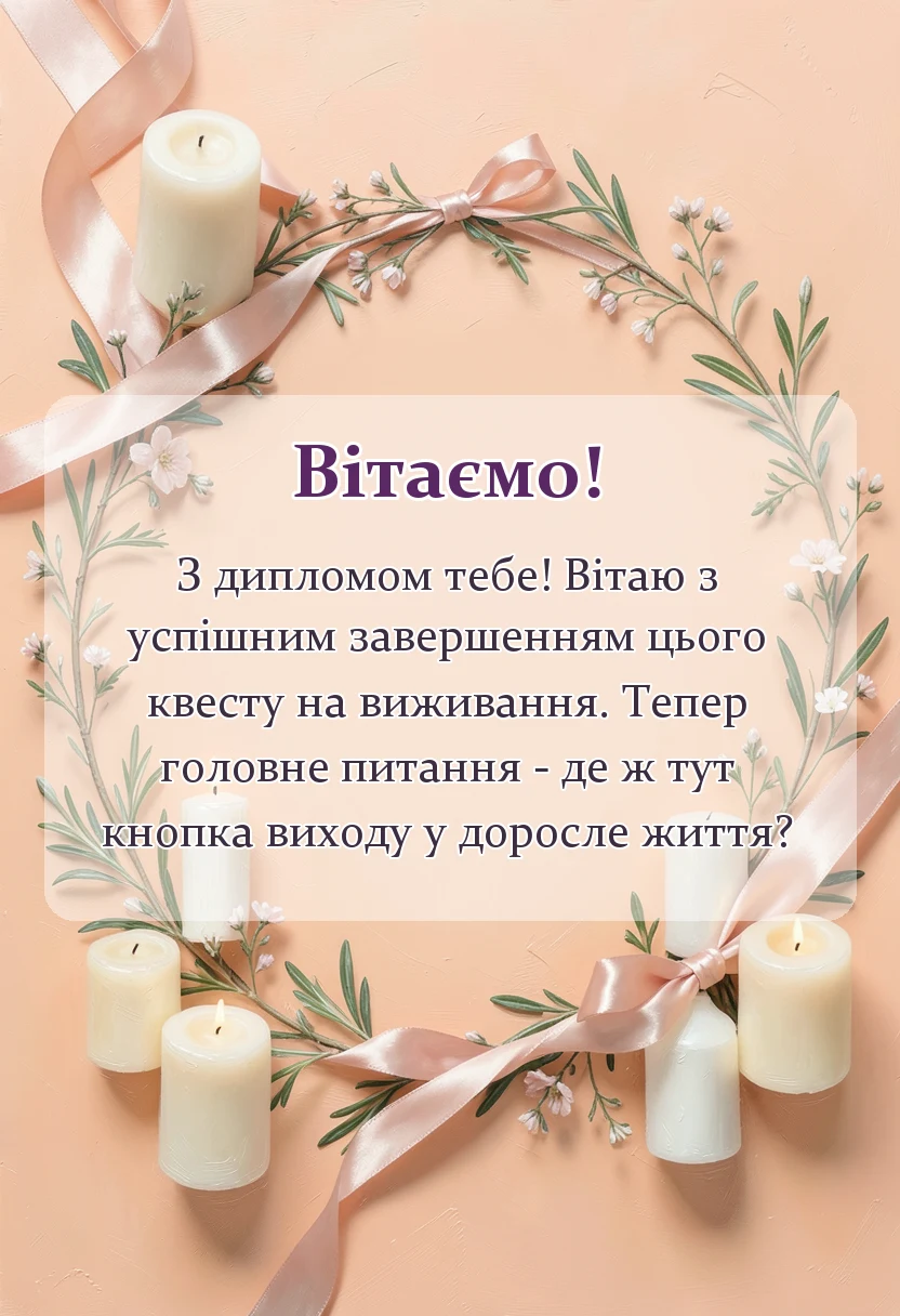 унікальна листівка - картинки з отриманням диплому своїми словами