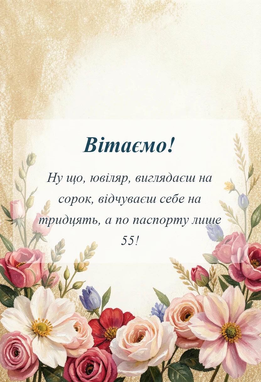 вітальна листівка - привітання з 55-річчям чоловікові