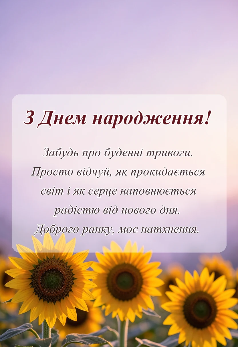 унікальна листівка - привітання з добрим ранком