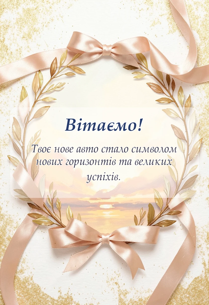 унікальна листівка - привітання з покупкою автомобіля
