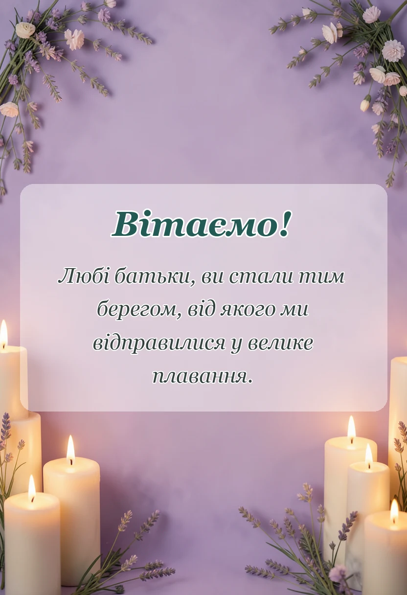 вітальна листівка - слова подяки батькам на весіллі