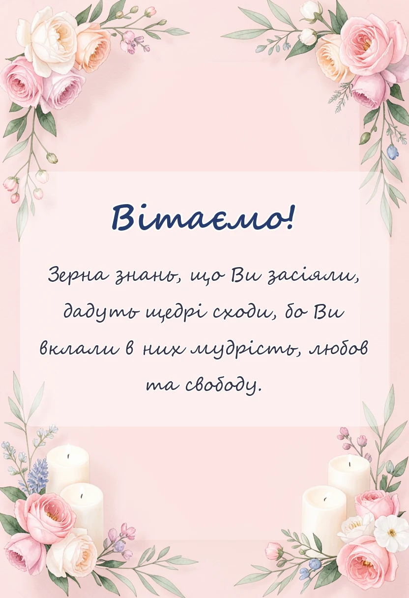 листівка з побажанням - подяка вчительці від батьків на випускний