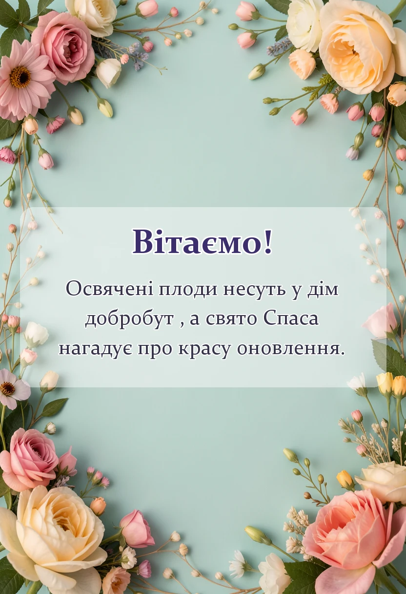 унікальна листівка - вітання з яблучним спасом