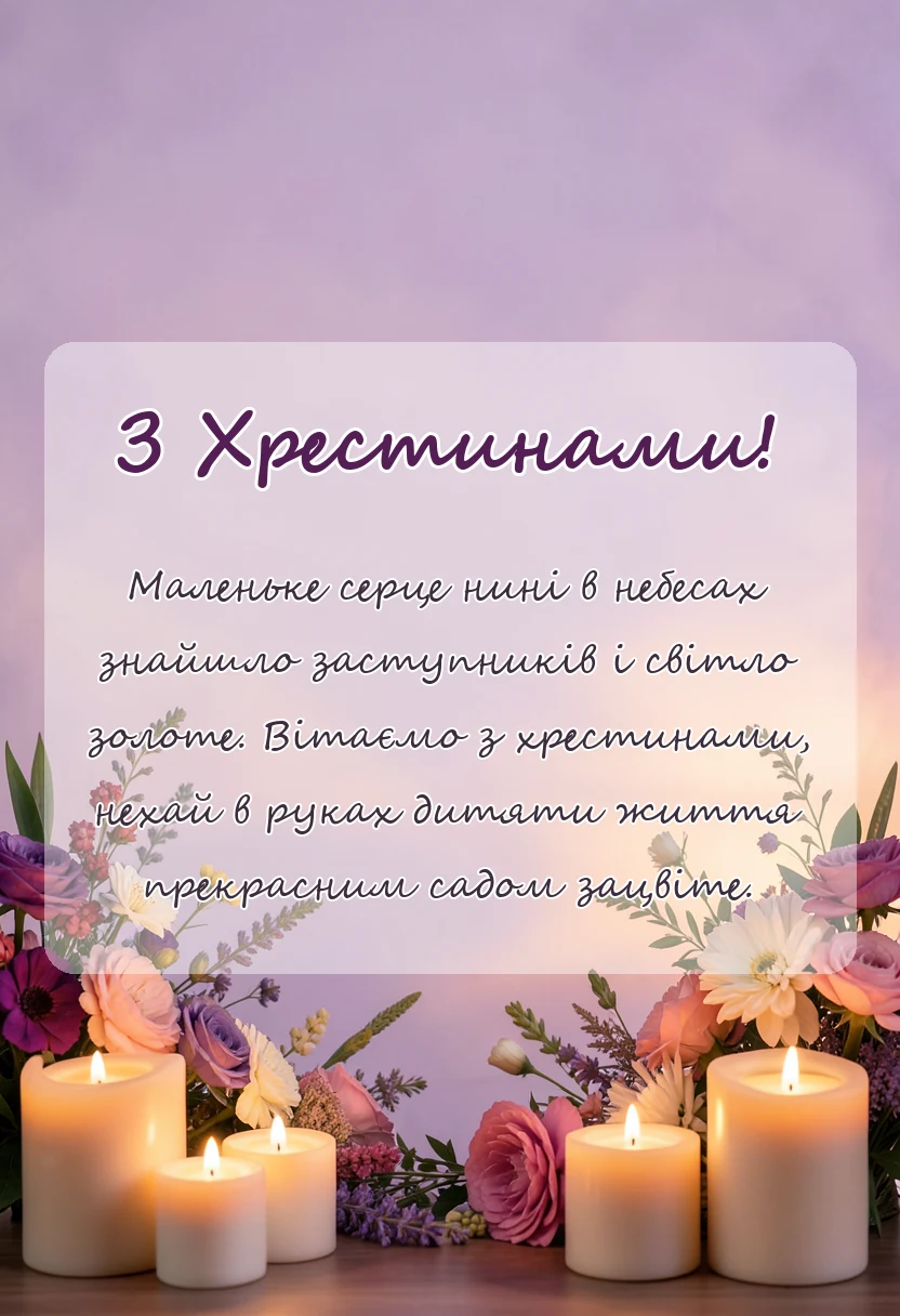 листівка з побажанням - привітання на хрестини