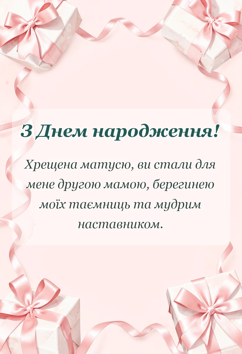 листівка з побажанням - гарні слова про хрещених батьків