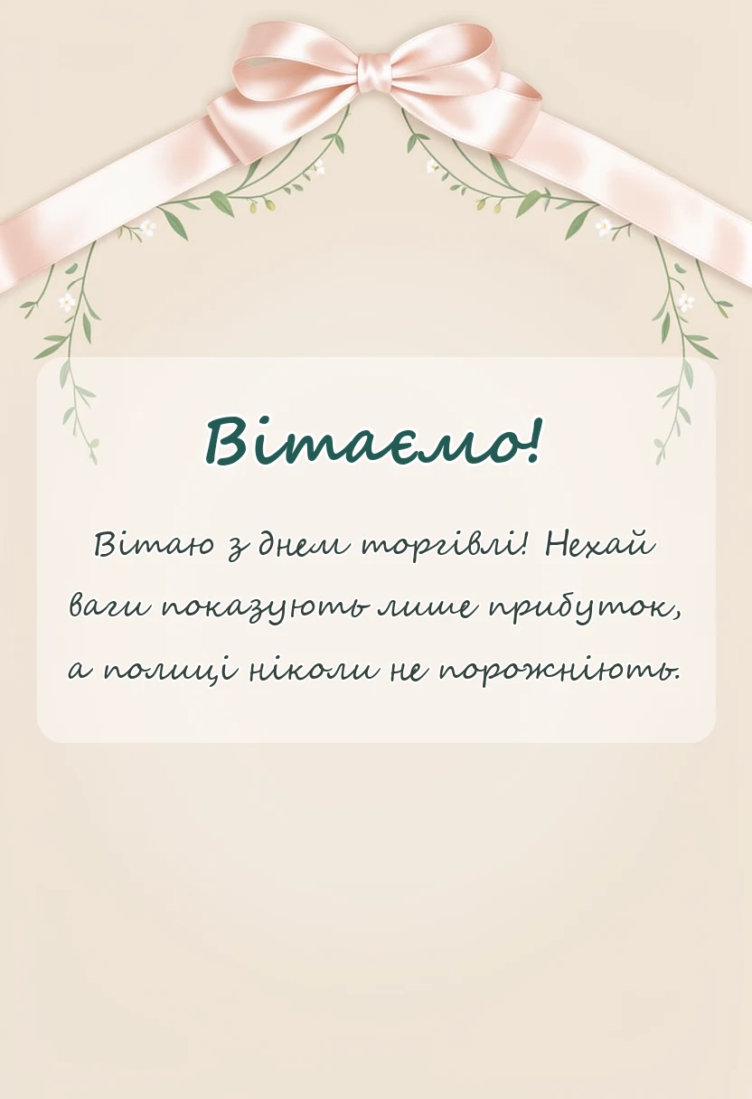 листівка з побажанням - привітання з днем торгівлі