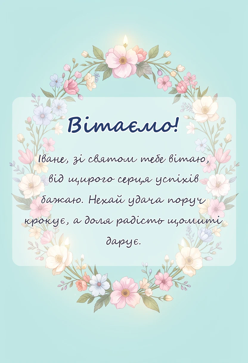 листівка з побажанням - зі святом івана