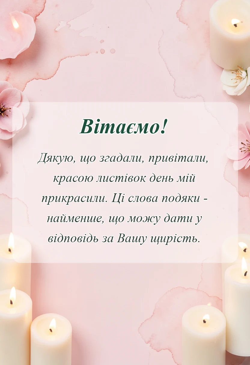 листівка з побажанням - подяка за привітання картинки