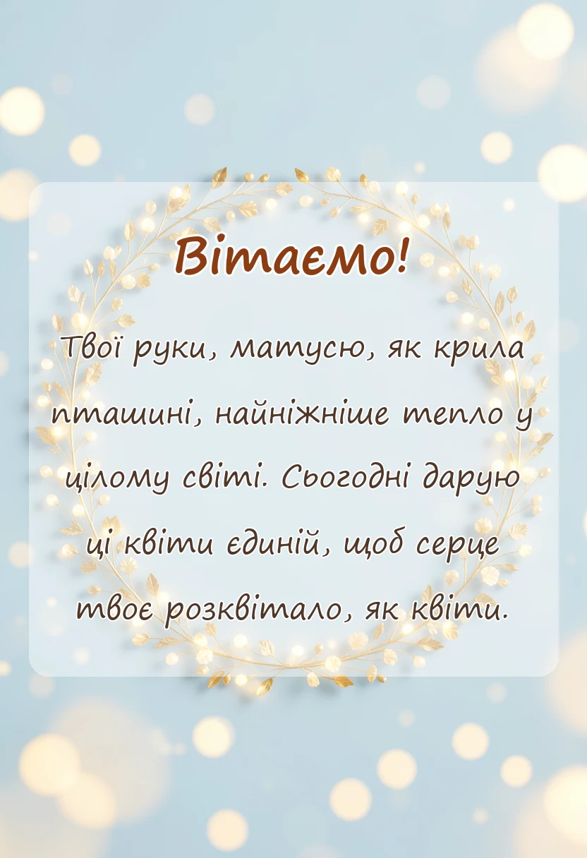 вітальна листівка - привітання з 8 березня мамі