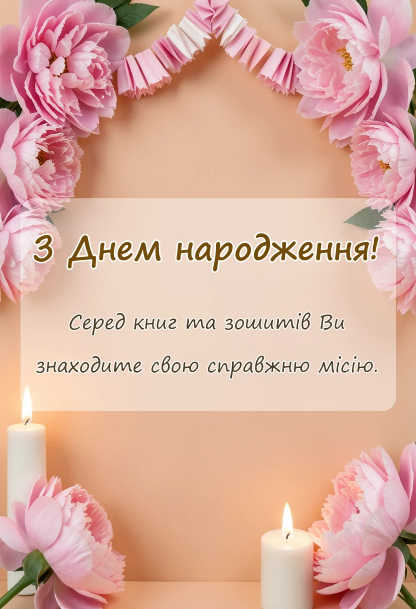 листівка з побажанням - привітання вчителя з днем народження