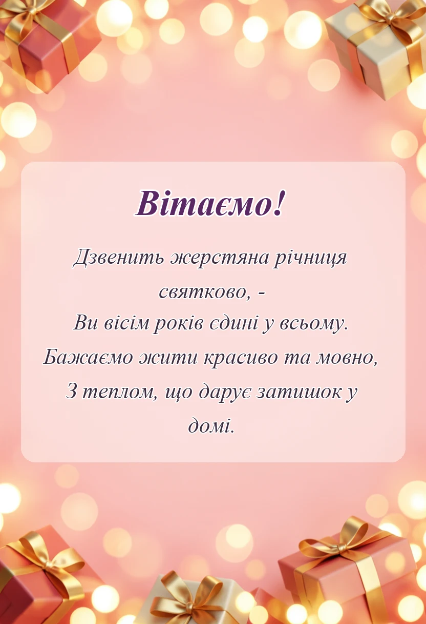 унікальна листівка - жерстяне весілля 8 років картинки українською