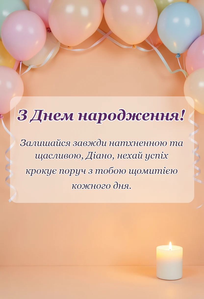 унікальна листівка - привітання з днем народження діані