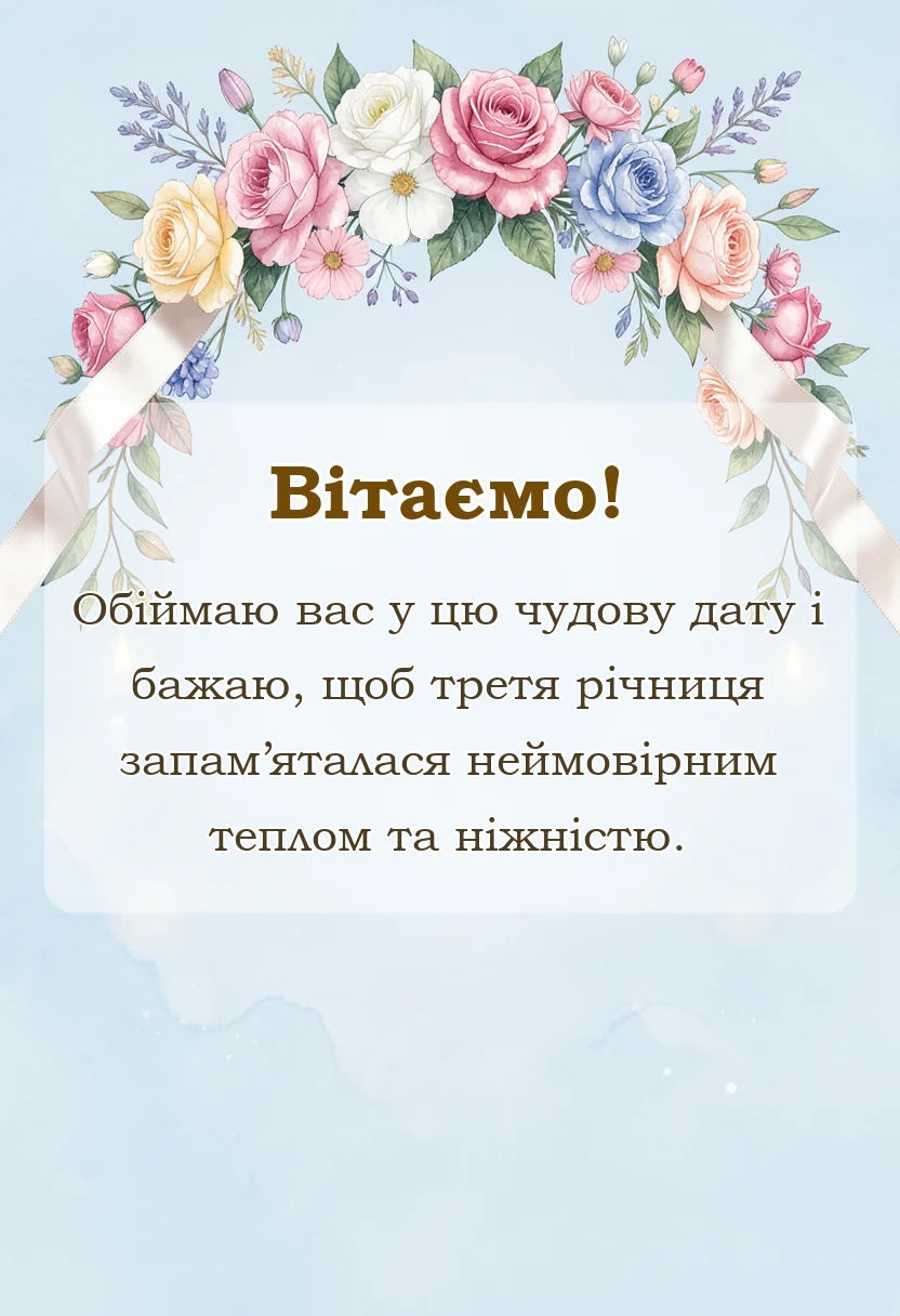 унікальна листівка - назва річниці весілля 3 роки