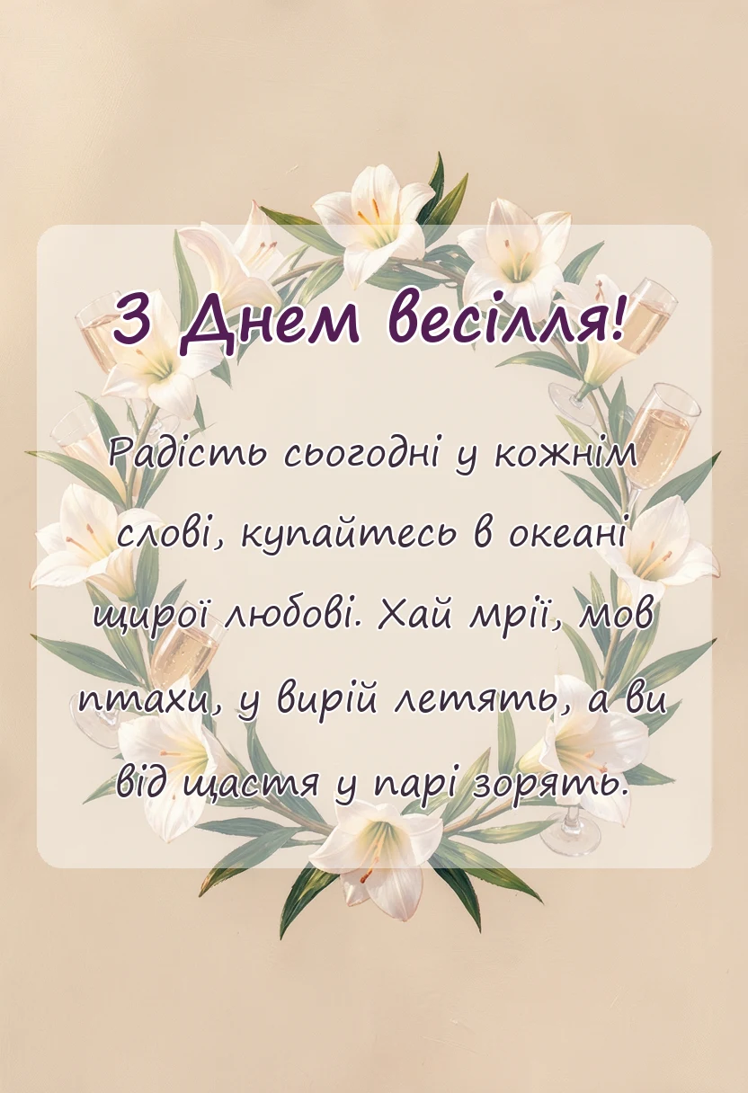 вітальна листівка - привітання з весілля