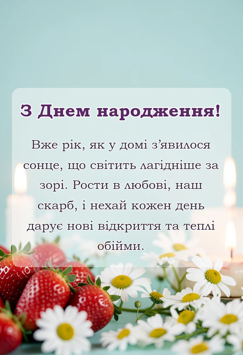 святкова картинка: привітання з днем народження 1 рік