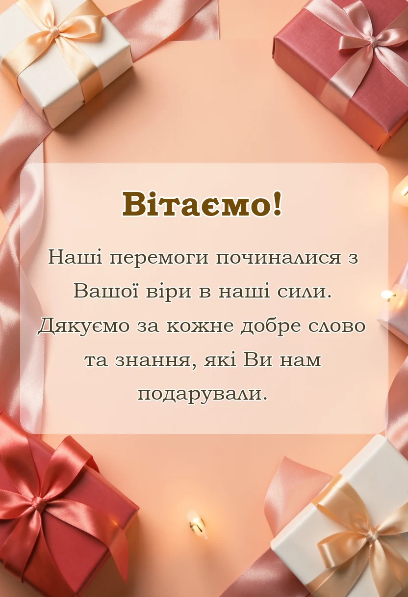 вітальна листівка - слова подяки вчительці від випускників