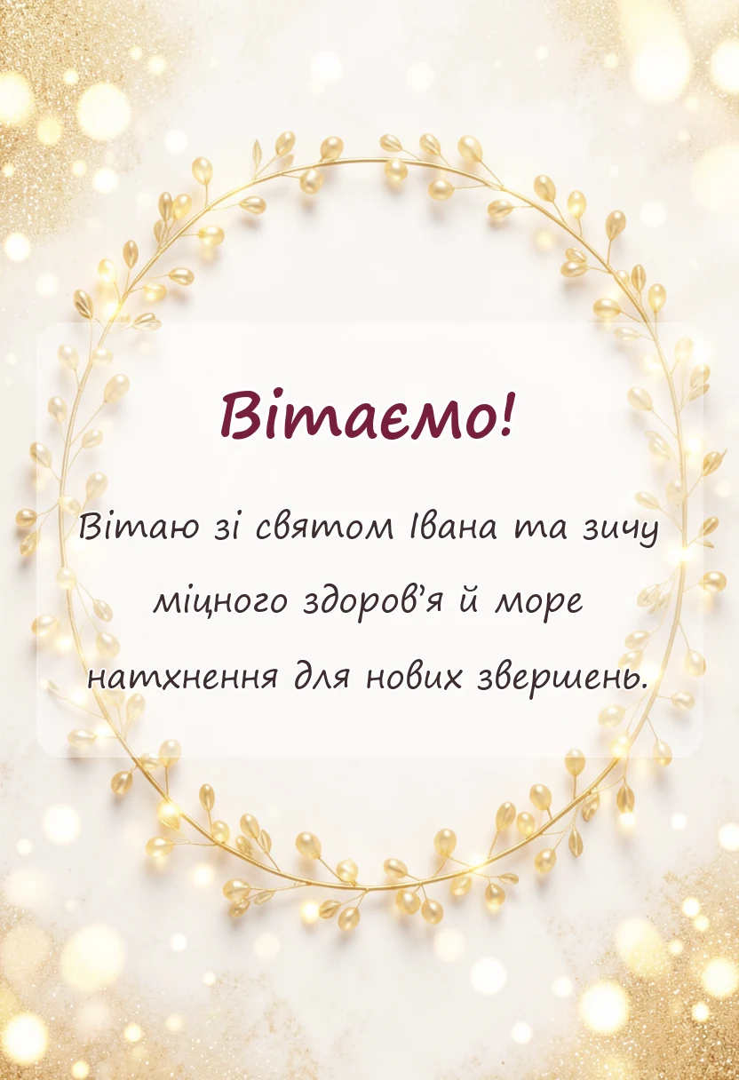 листівка з побажанням - зі святом івана