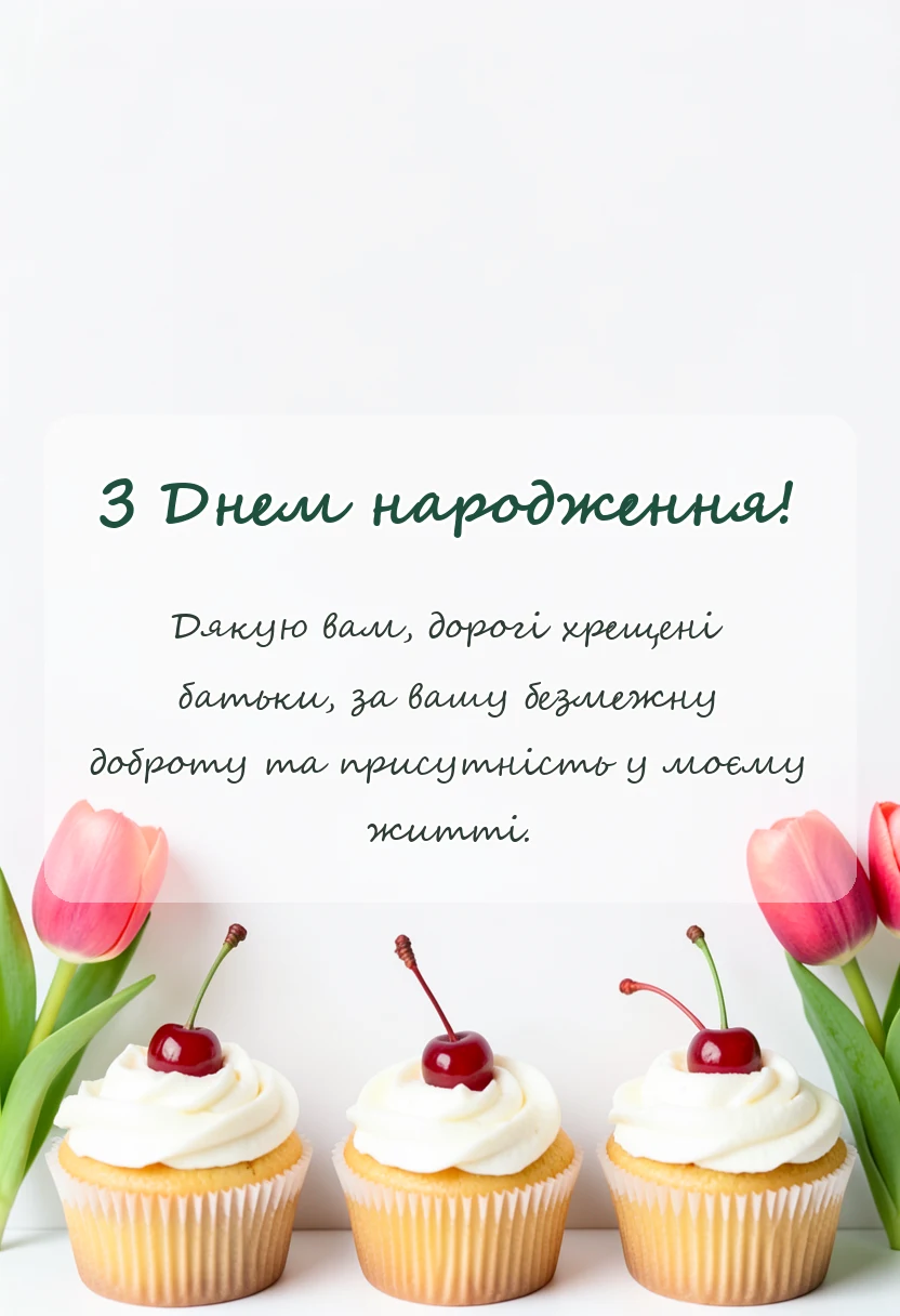 вітальна листівка - гарні слова про хрещених батьків