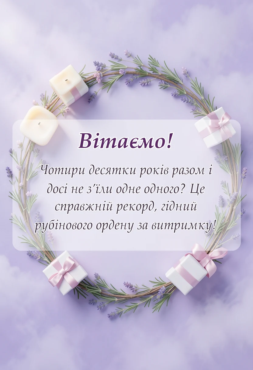 красива листівка: привітання з рубіновим весіллям у віршах своїми словами