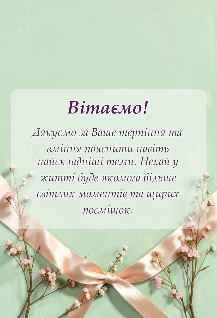 красива листівка: подяка вчителю на день вчителя