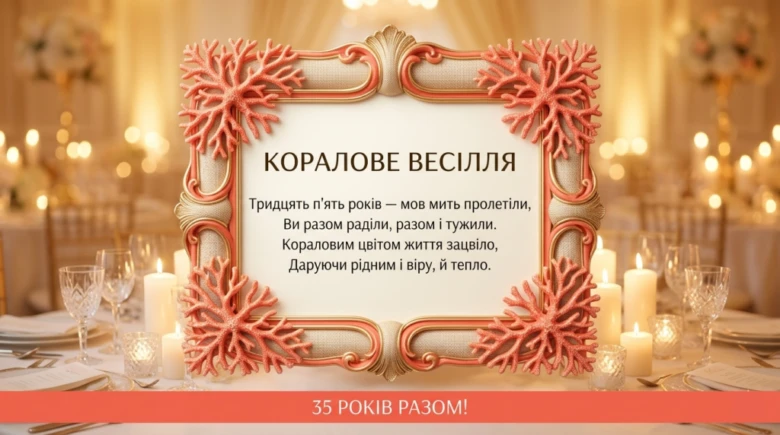 Коралове весілля: привітання на 35 років шлюбу