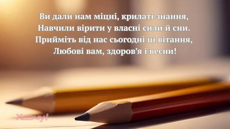 Слова подяки вчительці від випускників з олівцями