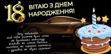 Картка з привітанням хлопцю на день народження