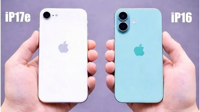 Порівняння камер двох моделей iPhone: біла та блакитна.